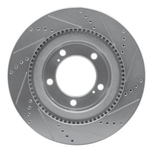 Lexus LX570 Brake Rotor (1) - Front Left - R1 Concepts - Drilled & Slotted - Silver - `07-`22